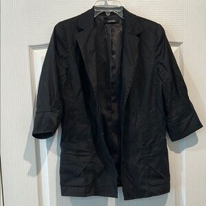 Tahari Black Blazer with Ruched Sleeves